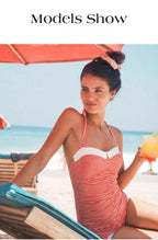 USPOP Vintage Gingham One-Piece Swimsuit for Women, Retro Halter Neck Bathing Suit, Comfortable Summer Beachwear