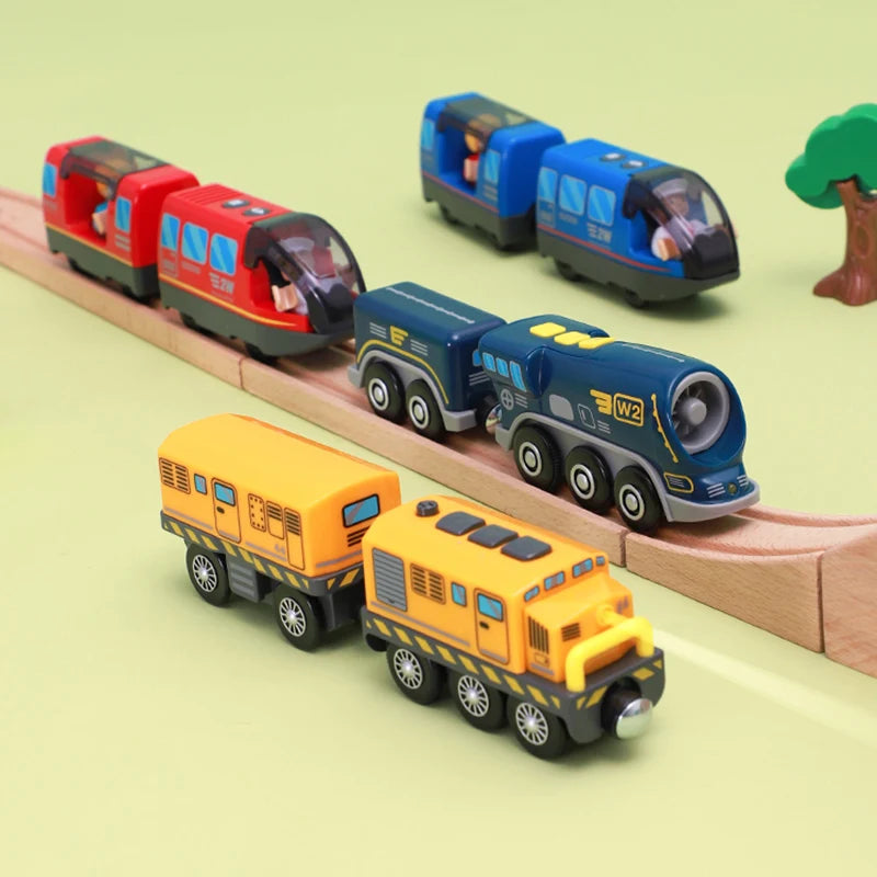 Battery Operated Locomotive Pay Train Set Fit for Wooden Railway Track Powerful Engine Bullet Electric Train for Boys Girls Gift Main image