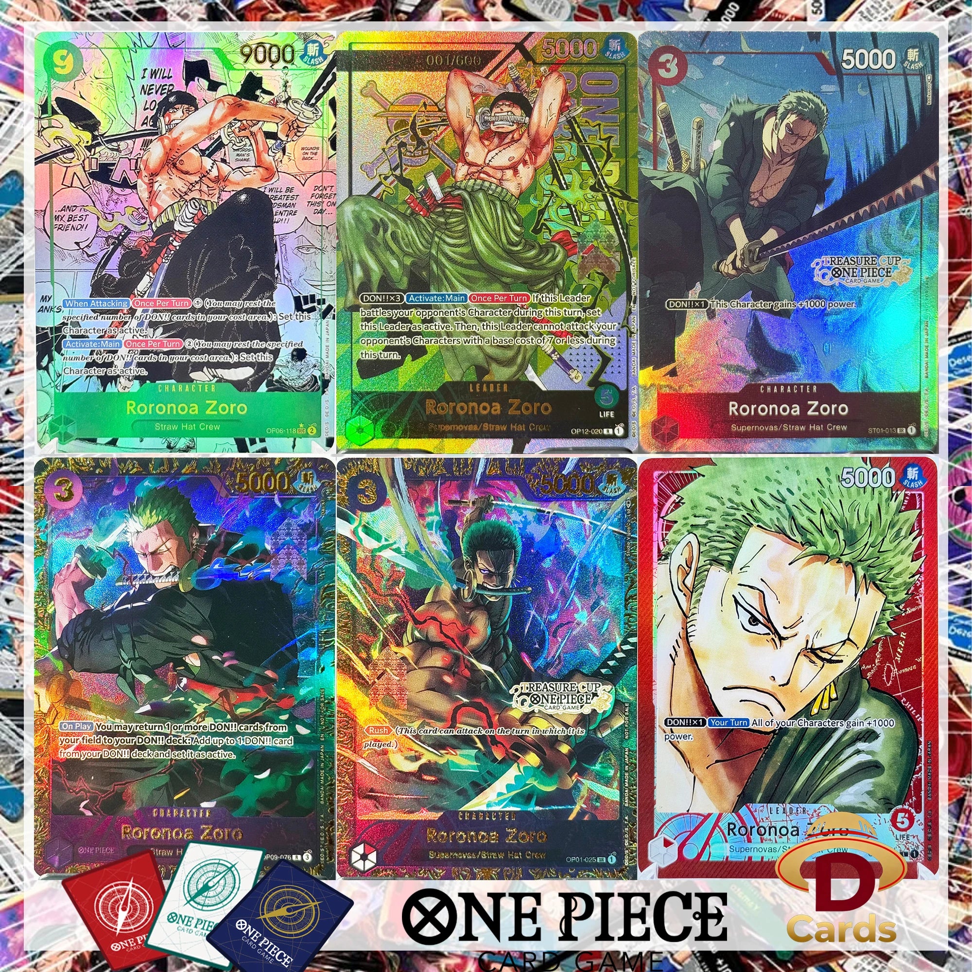 One Piece Roronoa Zoro Series Set Championship Treasure Cup Promo Anime Collectibles DIY Replica Cards Texture Card