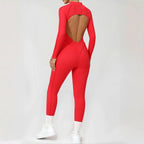 Women's Yoga Jumpsuit Hip Lift Sports Fitness Removable Padding Backless Zipper Leggings One-Piece Running Workout Gym Jumpsuit