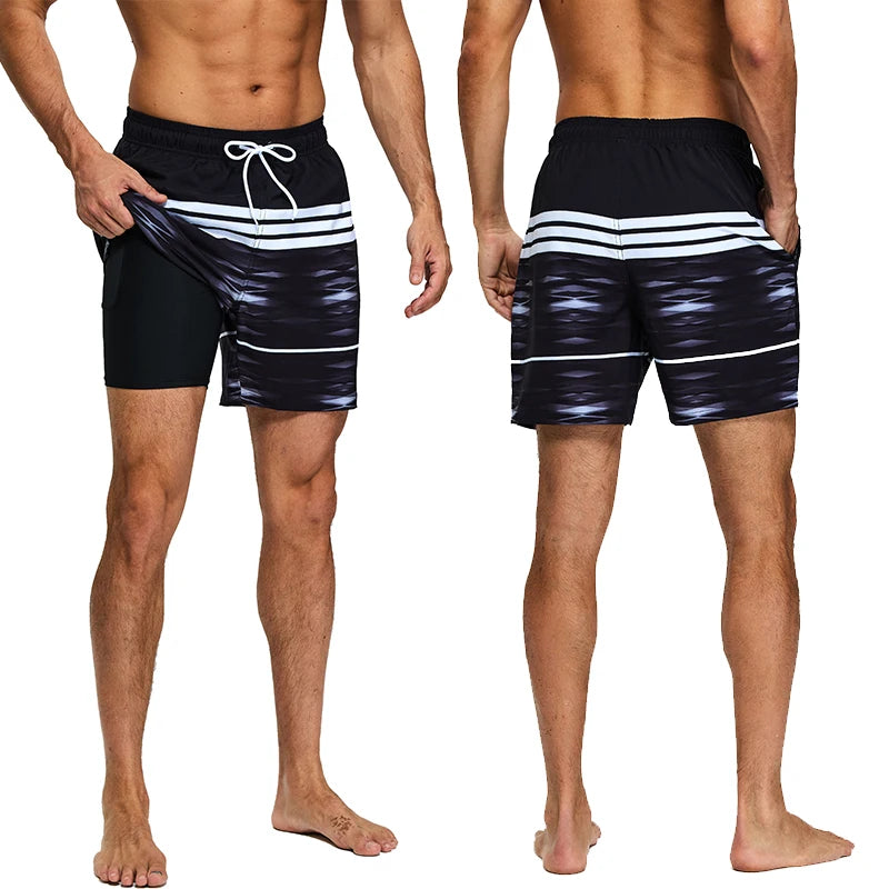 ESCATCH Summer 2026 New Fashion Polyester Swimming Shorts Men Gym Board Quickly Dry Elastic Waist Traje De Baño Beach Pants