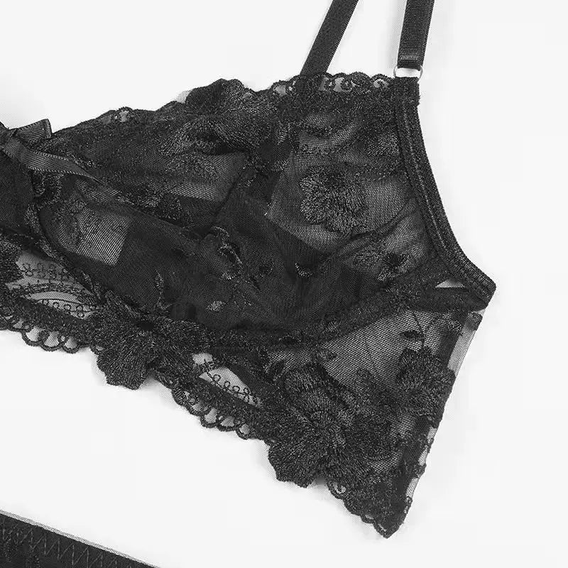 New Women Lingerie Set Lace Embroidery Push Up Bra Panties Sets Deep V Gather Top Sexy Underwear Bras Brassiere Lingerie