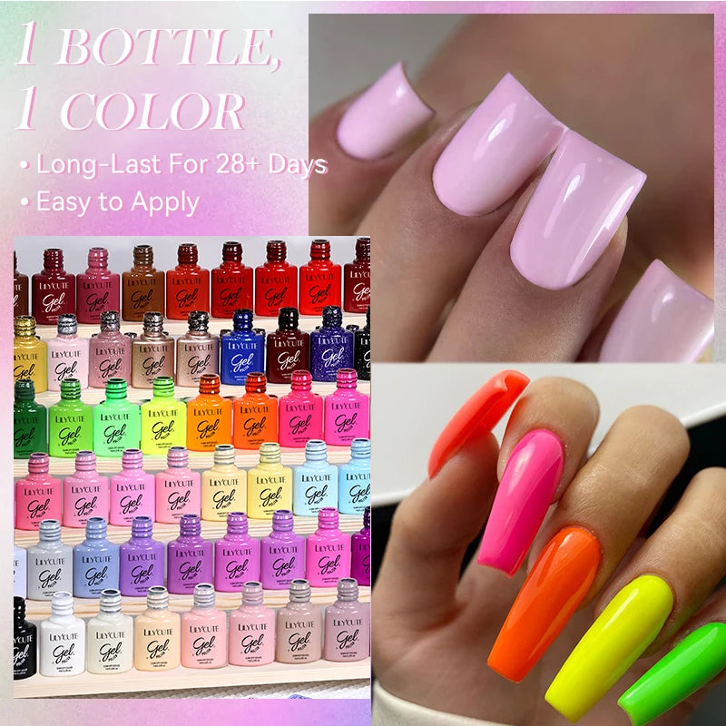 LILYCUTE 6PCS Gel Nail Polish Set Summer Neon Nail Gel Kits For DIY Nail Vernis Semi Permanent UV Lamp Gellak Nail Varnish Set