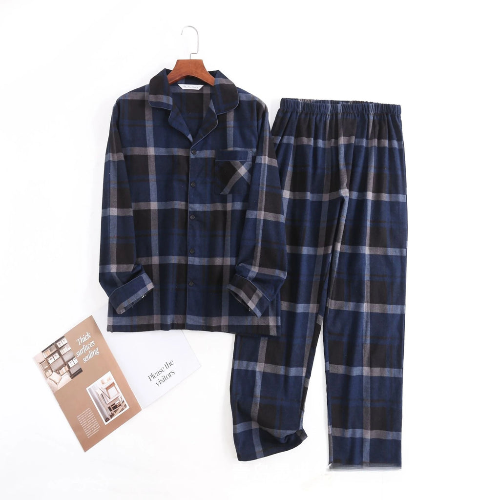 Men's Home Suits Long-sleeved Trousers Suits for Autumn and Winter Pijamas for Men Flannel Plaid Design Pajamas for Men