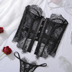 Ellolace Palace Women's Lingerie Sets Willowy Corset Thong 2PC Set Sexy Hot Strapless Lace Fancy Deep V-neck Women Underwear