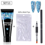 LILYCUTE 15ml Extension Gel Nail Polish Set Quick Nail Prolong With Extend Mold Nail Tips Acrylic Solution Manicure Tools Kit