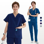 V-neck Medical Uniform Sets for Women Triangle Ring Heather Slim Nursing Outfits Dental Hospital Working Suits 202