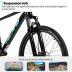 HILAND 26 inch aluminum alloy mountain bike for men and women, 21 speed bike with mechanical disc brakes, front suspension fork