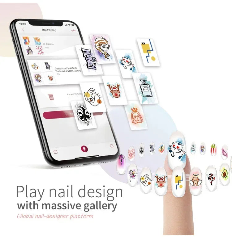 Smart 3D Mobile Nail Printer M1 Pattern Digital Nail Art Printer Machine DIY Portable H1 Nail Art Equipment From Phone