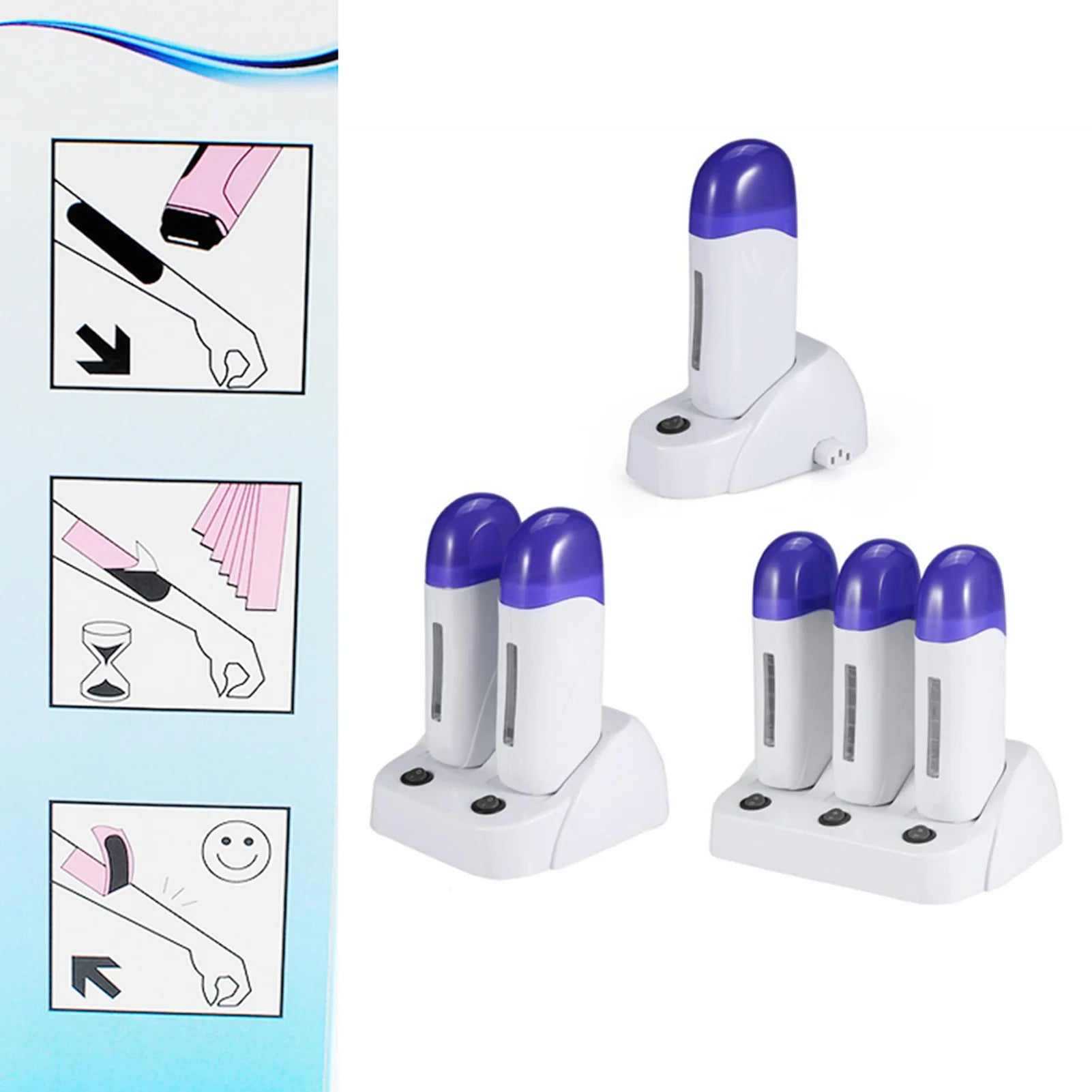 3 Types Cartridge Wax Depilatory Roller Warmer Heater Waxing Body Hair Removal Machine Wax Cartridge Heater Cartridge Wax Roller