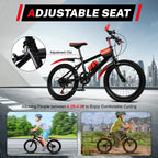20 Inch Mountain Bike 7 Speed Gears, Adjustable Seat Kids' Bike with Mudguards Kettle Holder Kettle for Boys Girls 8-13 years