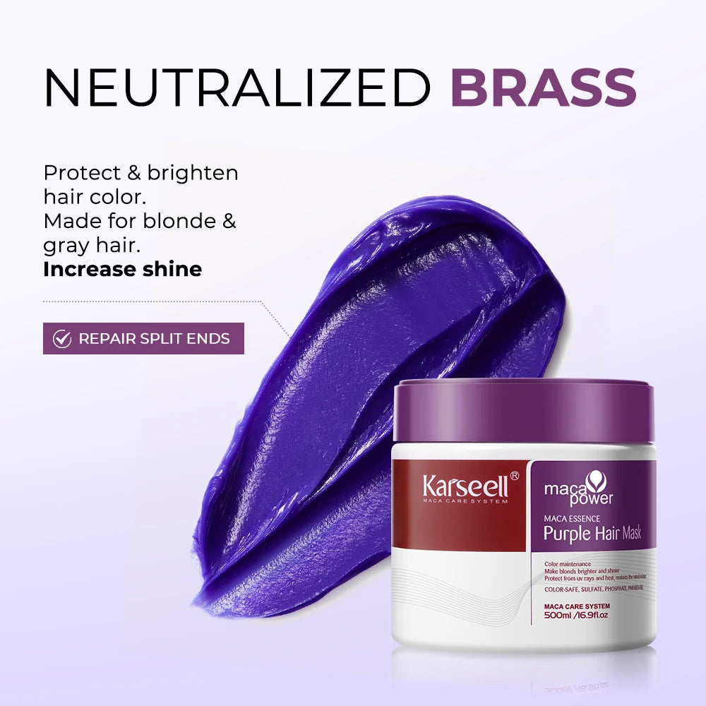 Karseell Purple Hair Mask 100ml/500ml Professional Neutralizes Brass Yellow Tones  For Blonde Silver Gray Highlighted Hair Main image