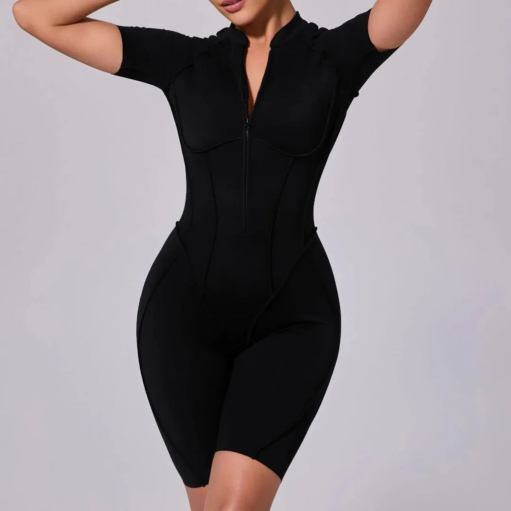 Women's Yoga Jumpsuit Hip Lift Sports Fitness Removable Padding Backless Zipper Leggings One-Piece Running Workout Gym Jumpsuit