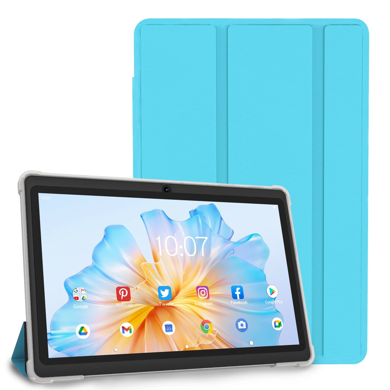 Pritom 7 Inch Tablet PC, Android 13 Quad Core, 4GB(2+2GB Virtual) RAM 32GB ROM, WiFi, Dual Camera, USB C, with Leather Case Main image