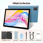 Latest Global Version Android 15 Tablet, 10-inch Tablet, Quad-core Processor, 1280*800 Resolution, 12 (3+9) GB RAM, 64GB Storage