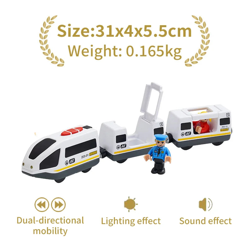 Wooden Railway Train Locomotive Magnetic Electric Car Train Toys Fit Biro Wooden Diecast Slot Train Track Railway Christmas Gift