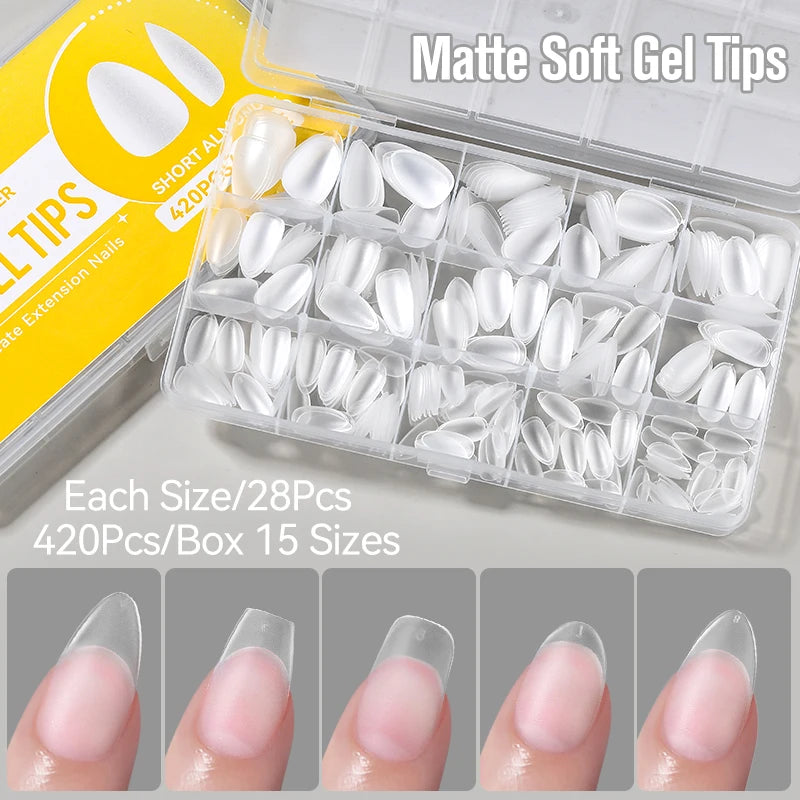UR SUGAR 3PCS False Nails Set With 420Pcs Matte Soft Gel Tips Solid Glue Gel Remover Quick Nail Extension Kit Nail Beauty Starte
