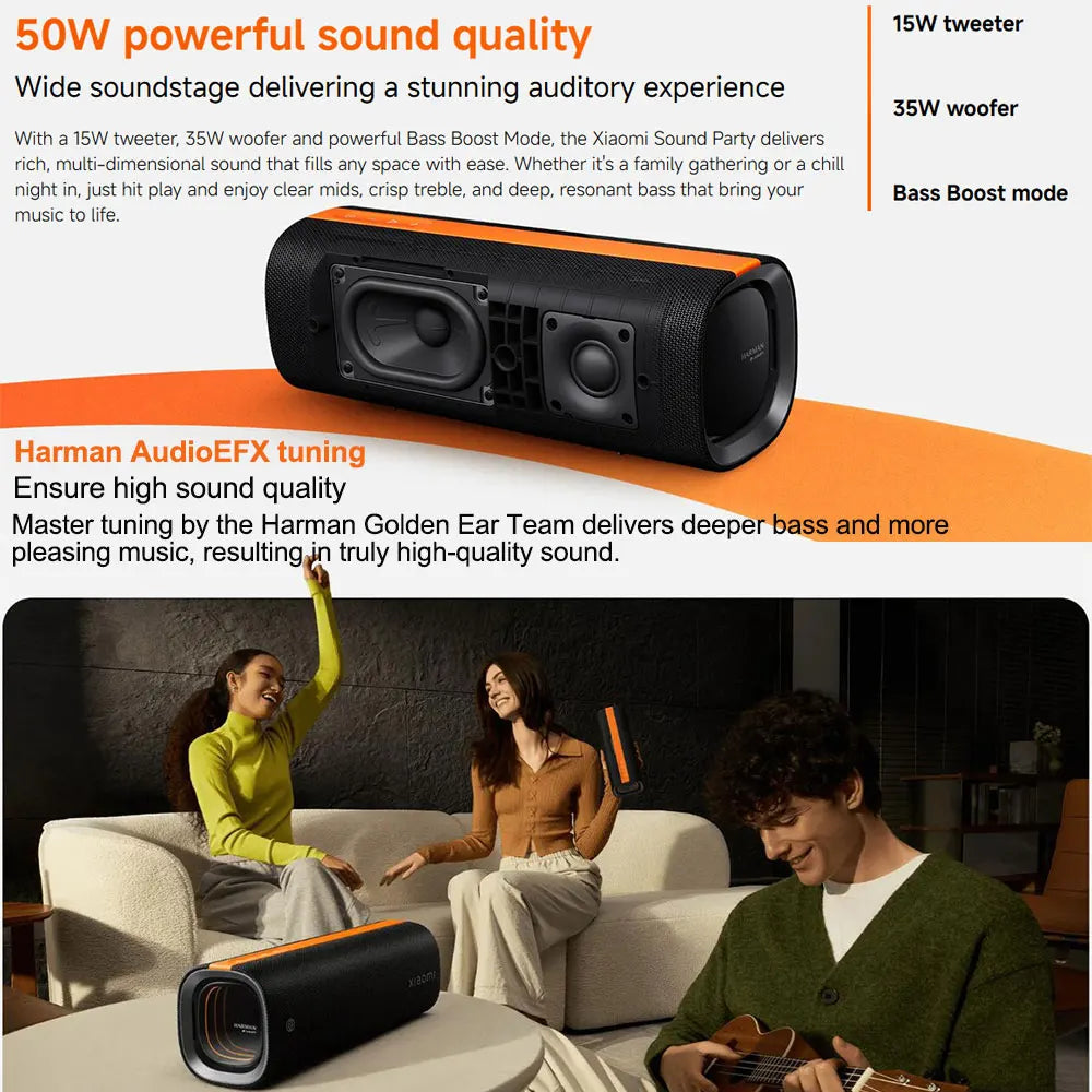 Xiaomi Sound Party, 50W Portable Bluetooth Speaker, Harman AudioEFX TWS Mode 26h Playtime, Smart Connectivity Wireless Speaker