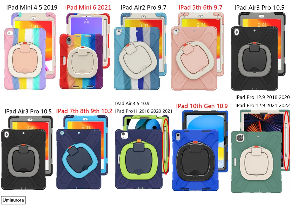 For IPad 7th 8th 9th 10.2 10th Gen Air 2 3 4 5 10.9 Mini 6 9.7 Pro 11 12.9 2022 Case Rotation Handle Stand Kids Shockproof Cover (Copy)