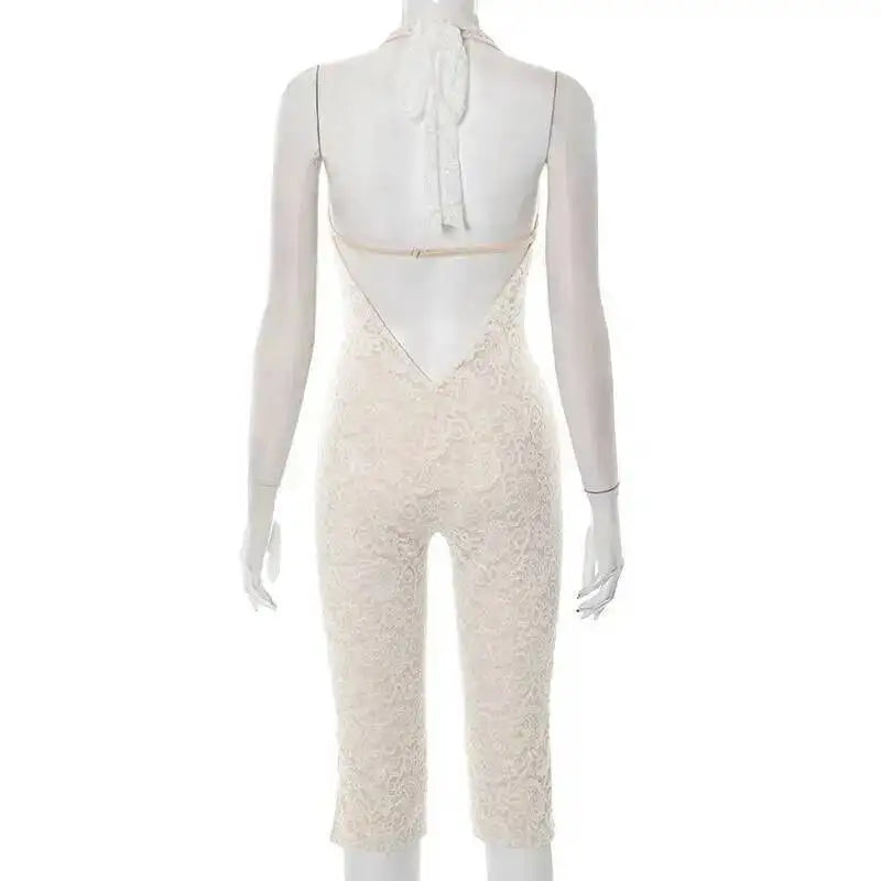 Avrilyaan Lace Seven-Point Long Pants Bodycon Sexy Party Deep V Playsuits Women Rompers Womens Jumpsuit 2025 Summer Overalls