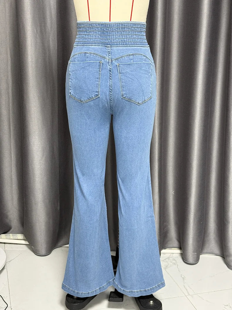 Elastic Waist Sexy Bodycon Denim Jeans Women Streetwear High Waist Elastic Slim Fit Slightly Hip Lift Fashion Jeans Trousers