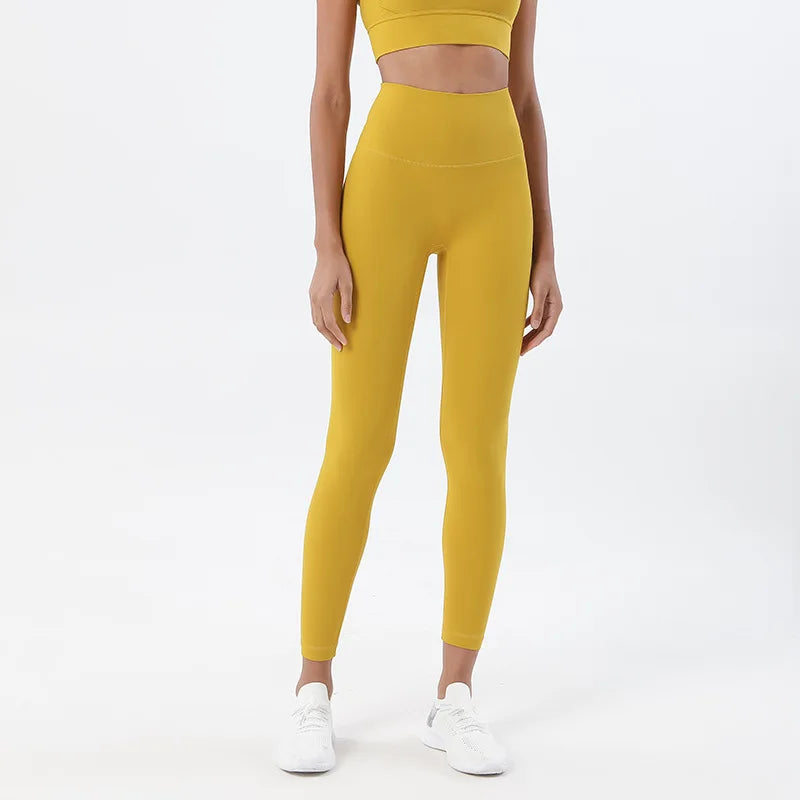 SOISOU Nylon Yoga Pants Gym Leggings Women Girl Fitness Soft Tights High Waist Elastic Breathable No T Line Sports Pants