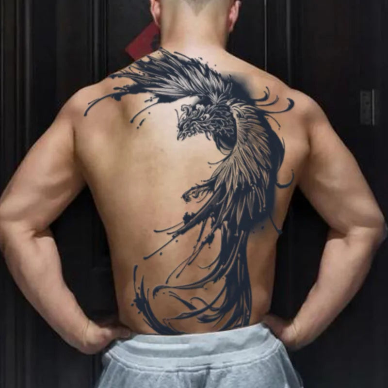 Magic Juice Ink Waterproof Tattoo Stickers Full Back Large Size Herbal Juice Temporary Tattoos Men Body Art Dragon Tiger