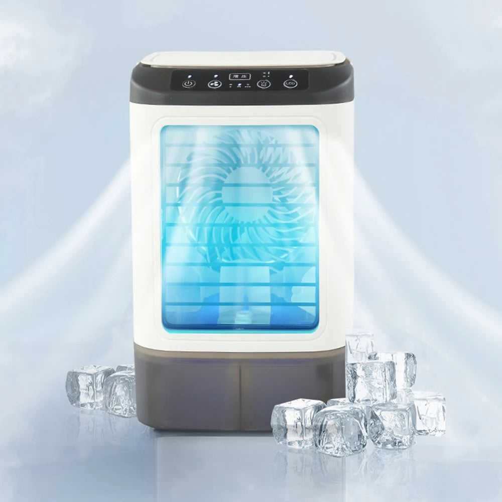USB Portable Air Conditioner Fan Dual Mist Humidifier Ice Box 3 Speed Desktop Cooling Fan With LED Night Light