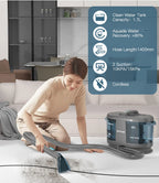 PrettyCare PC808 Cordless Carpet&Spot Vacuum Cleaner 1.4m Hose 30minutes Fabric Vacuum Cleaner with Wet Sprayer For Sofa Car