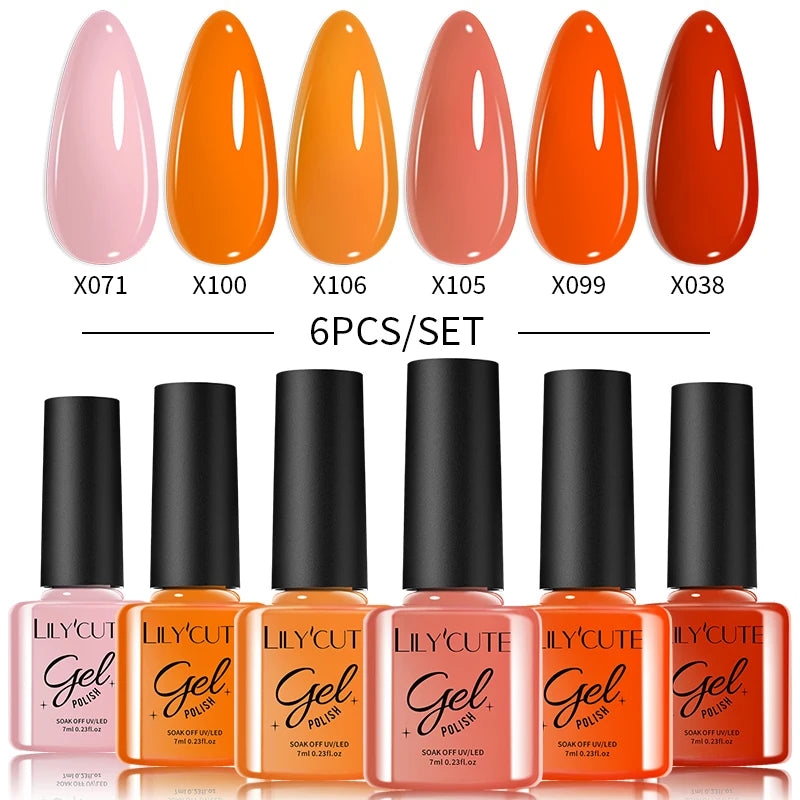 LILYCUTE Nail Gel Polish Set Pink Green Spring DIY Nail Art Design Long Lasting Soak Off UV Gel Manicure Painting Gel Vernis Kit