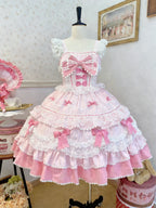 Summer Japanese Style Kawaii Lolita Dress Women Party Vintage Sweet Lace Bow Birthdays Cake Dresses Harajuku Y2k Bandage Dress