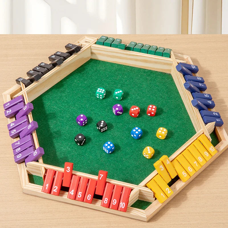 Six Sided Flipping Game, Wooden Number Game, Shut The Box Dice Game - Parent-Child Board Game, Bar Party, Leisure Gambling Game Main image