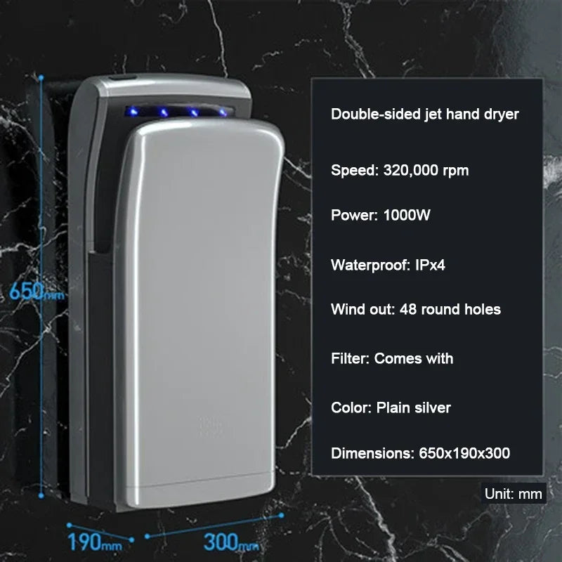 Full New Hand Dryer Induction Hotel Restauran High Speed Jet-type Hand Drying Machine Double-sided hand dryer 220v