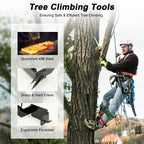 Tree Climbing Tools with Safety Belt 2M Rope 45# Steel Wide Foot Pedal Comfortable Kit for Fruit Picking, Jungle Survival, Black
