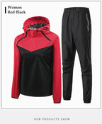 Men Double Zipper Sport Fitness Running Set Women Double Zipper Running Fitness Weight Loss Sweating Sweating Easy Lose Fat Set