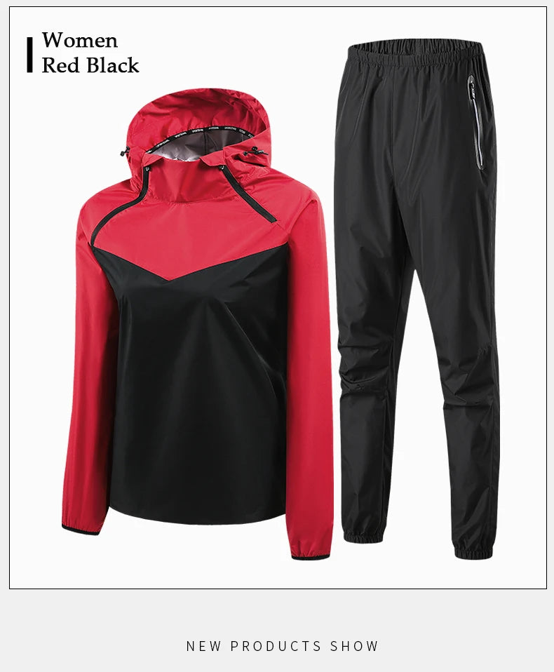 Men Double Zipper Sport Fitness Running Set Women Double Zipper Running Fitness Weight Loss Sweating Sweating Easy Lose Fat Set