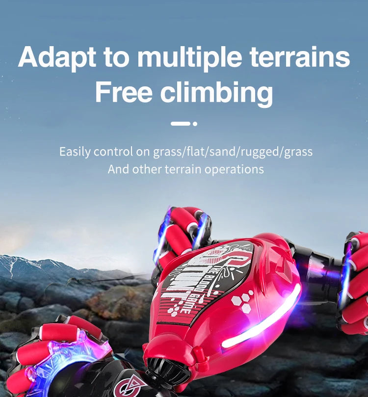 4WD RC Drift Car With Music Led Lights 2.4G Gesture Radio Remote Control Spray Stunt Car 360° Rotating Climbing Car Toys Gift