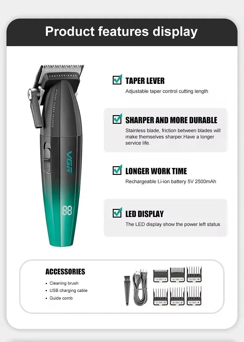 VGR Hair Clipper Professional Hair Cut Machine Face Shaver Barber Clippers Beard Trimmer Metal Trimmer for Men V-003 V-906 V-308