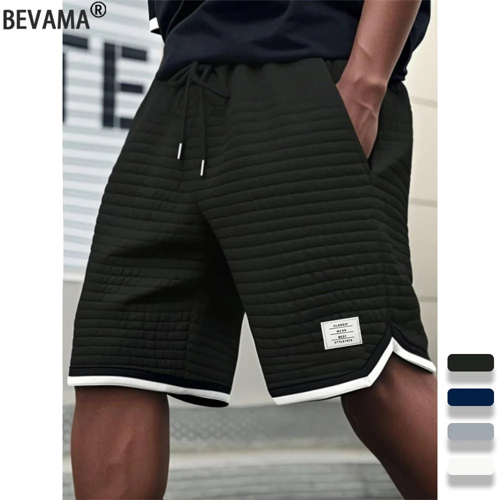 Men's Striped Jacquard Casual Shorts Summer Solid Color Cool Bottoms Running Gym Fitness Jogging Sportswear Men Sport Short Pant Main image