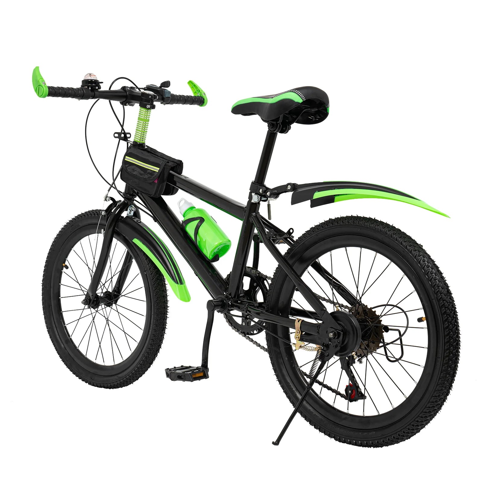 20 Inch 7 Speeds Mountain Bike Adjustable Children's Bicycle with Storage Bag and Compass Bell Braking System Bike