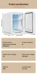 Mirror Car Refrigerator Home Small Fridge Mask For Makeup Cosmetics Home Refrigerator Cooling With LED Light Refrigerator For Makeup 4L/6L EU