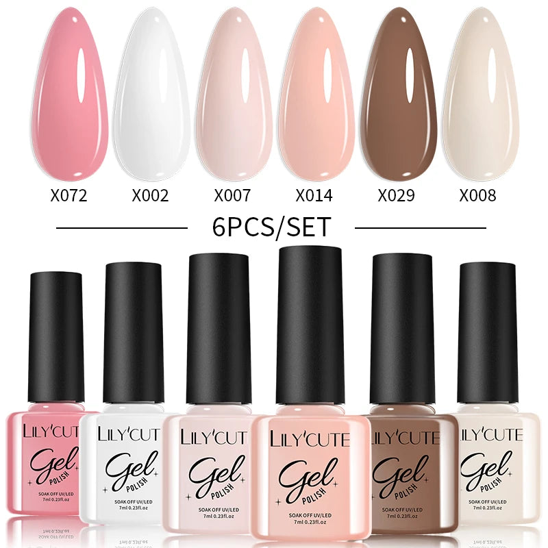 LILYCUTE Nail Gel Polish Set Pink Green Spring DIY Nail Art Design Long Lasting Soak Off UV Gel Manicure Painting Gel Vernis Kit
