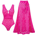 2Pcs Printed Swimsuit Women Sexy Swimwear New Bikini With Long Skirt Female Biquini Push Up Swim Suit Bodysuit Beachwear CoverUp
