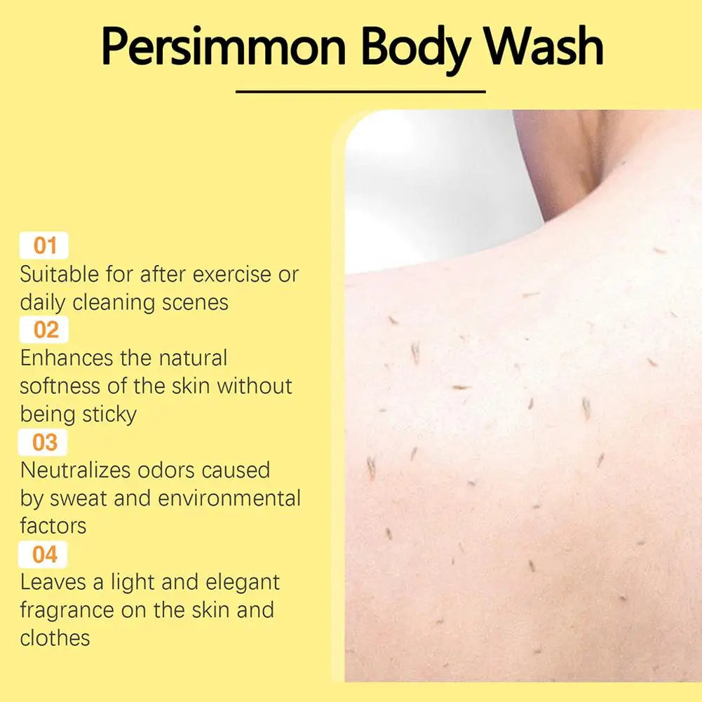 100ml Persimmon Body Wash Exfoliating Shower Gel Moisturizing Skin Cleaning Smooth Soft Body Odor Remover Bath Products