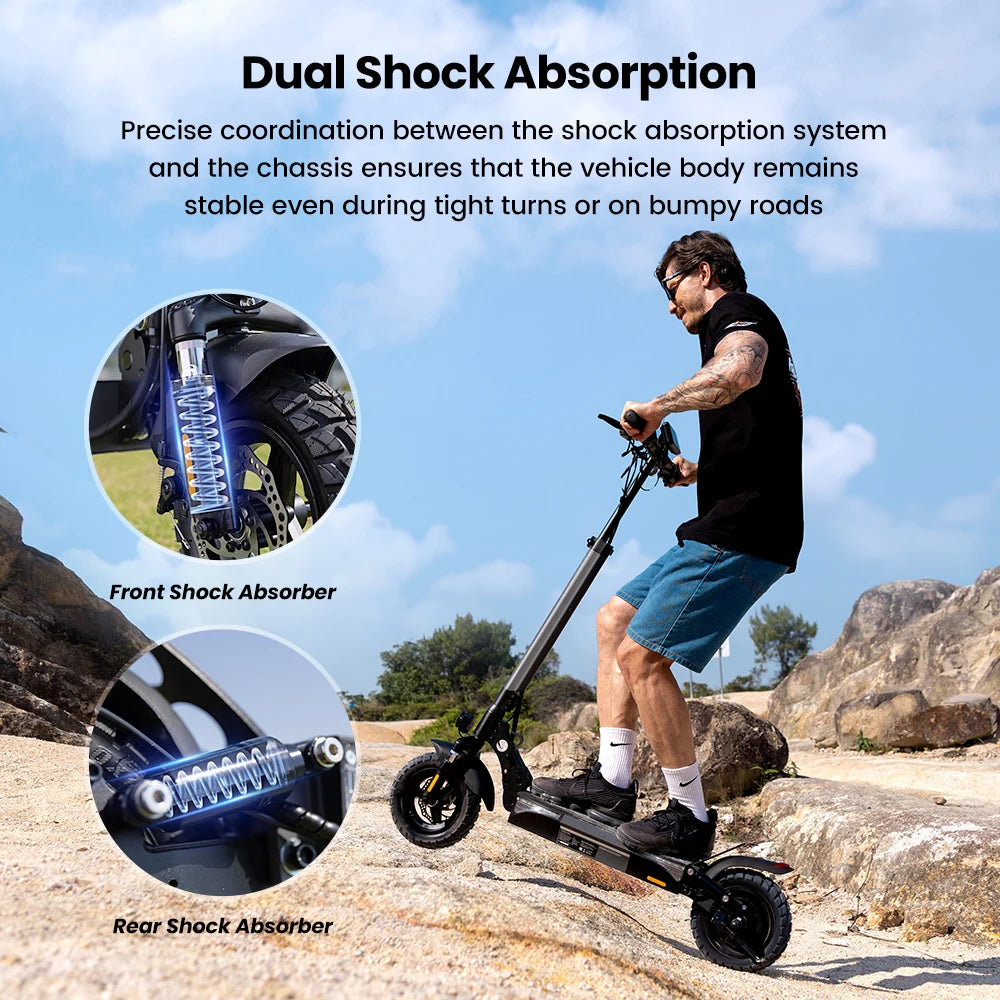 iScooter W9 Electric Scooter for Adults 1000W Motor 48V14AH Battery Foldable E-scooter 10 Inch Tire All-Terrain EScooter