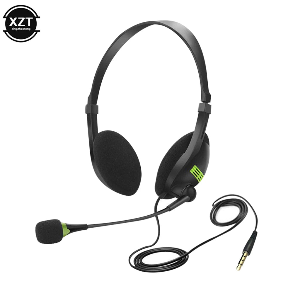 3.5mm Noise Cancelling Wired Headphones Adjustable Earphones Business Headset With Microphone For PC /Laptop/Computer Main image