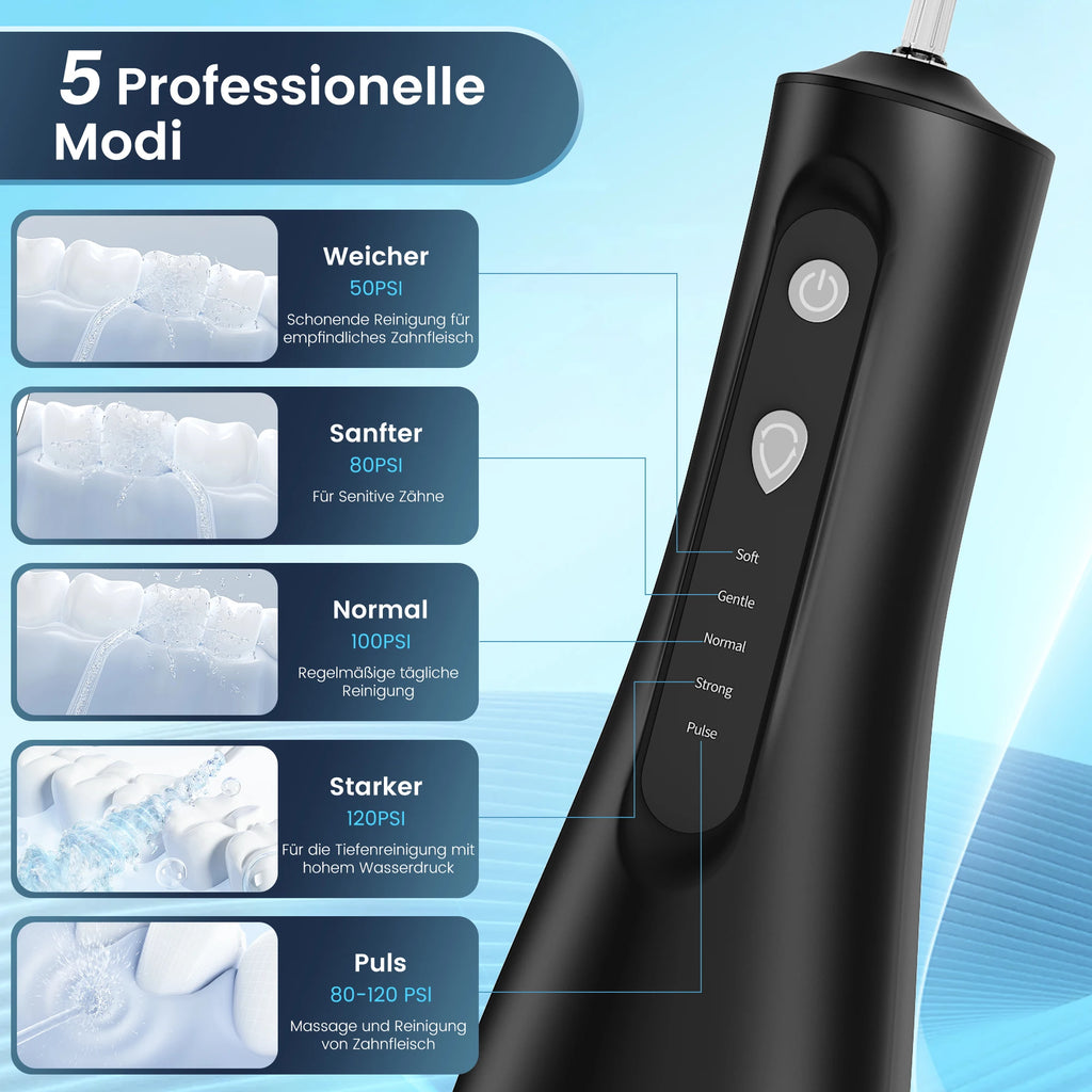 Sejoy Electric Water Flossers Oral Irrigator Rechargeable Portable Dental 5 Modes Water Tank Teeth 300ML Waterproof Cleaner