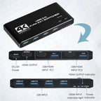 KVM Switch 4K 60Hz Switcher USB 3.0 Hub Docking Station Splitter Dock 2 Computers Share Keyboard Mouse Printer PC Accessories