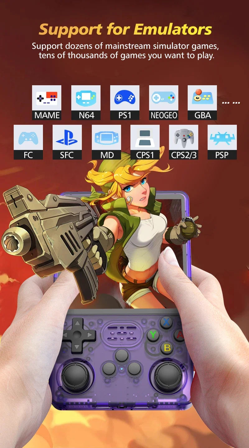 Portable Game Console R36S Plus, 64-Bit Linux System, 4.0 Inch IPS Screen, Handheld Pocket Video Game Player with RK3326 Chip