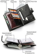 Stylish Travel Passport Bag Multi-Card Card Holder Portable Multi-Function Men's Wallet